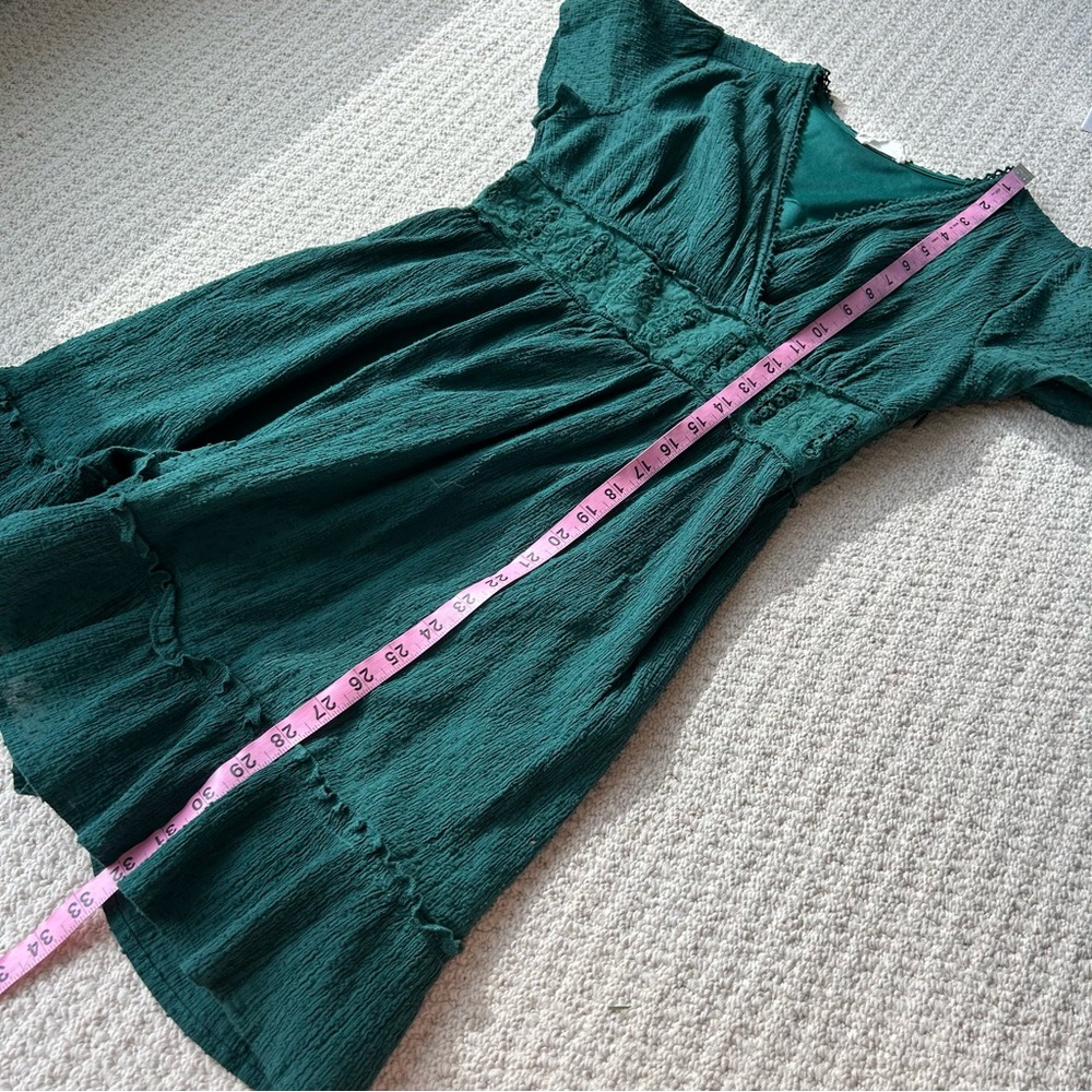 Altar'd State Forest Green Textured Ruffle Wrap Dress - Picture 7 of 14